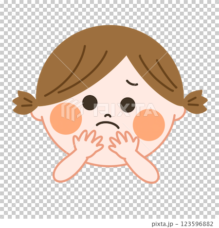 困っている女の子のイラスト　親しみ温かみのあるタッチ 123596882