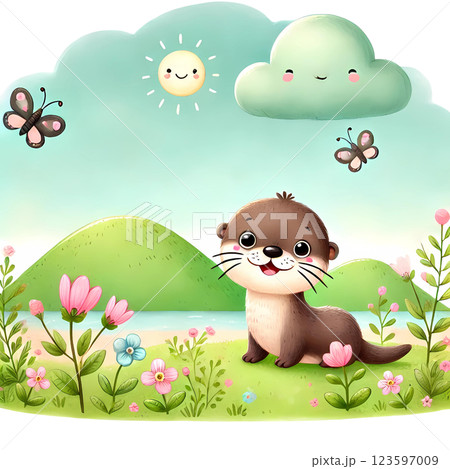 otter in spring  123597009