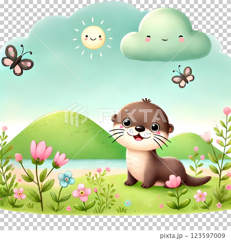 otter in spring  123597009