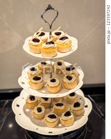 Many type of cocktail food on disk ready to eat 123597242