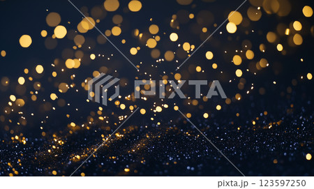 幻想的に輝くゴールドのボケと煌めく光の背景 123597250