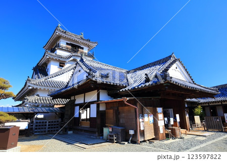 【高知県】快晴の高知城 天守閣と本丸御殿（懐徳館） 123597822