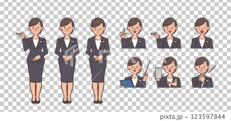 一個女人在一套西裝的插圖集 123597844