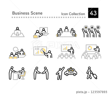 ビジネスシーンで起こるシチュエーションアイコン 123597893