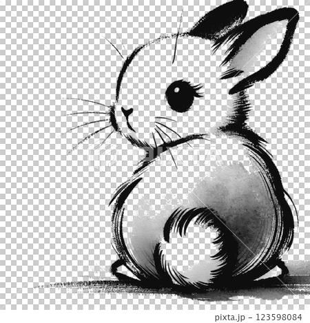 うさぎの水墨画風イラスト素材 123598084
