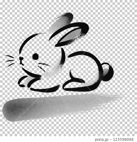 うさぎの水墨画風イラスト素材 123598088