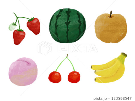 いろんな果物の手描きカラーイラストセット 123598547