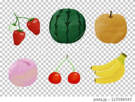 いろんな果物の手描きカラーイラストセット 123598547