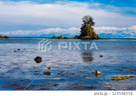 女岩と雨晴海岸2 女岩と雨晴海岸2 123598558