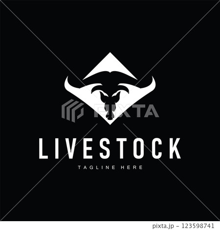 longhorn logo silhouette design illustration of farm symbol with vintage simple template concept longhorn logo silhouette design illustration of farm symbol with vintage simple template concept 123598741