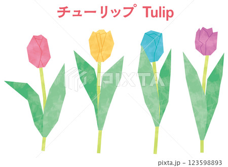 春の花 チューリップ 水彩風 春の花 チューリップ 水彩風 123598893