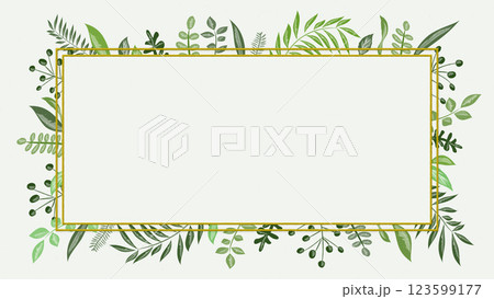 植物イラストの背景壁紙（金のフレーム） 123599177