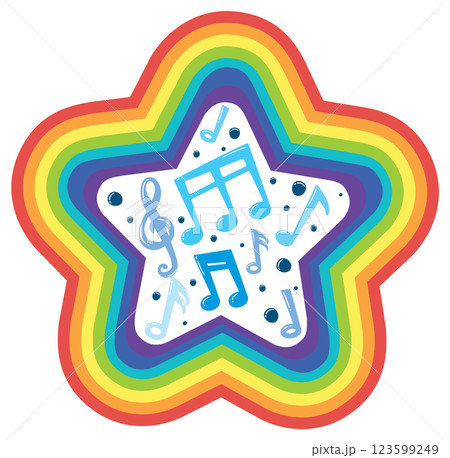 Colorful Star with Musical Notes 123599249