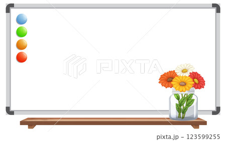 Whiteboard with Colorful Flowers and Notes Whiteboard with Colorful Flowers and Notes 123599255