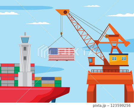 International Trade and Tariffs Illustration International Trade and Tariffs Illustration 123599256