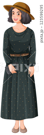 Elegant Woman in Vintage Dress 123599295