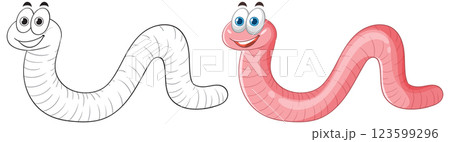 Cute Cartoon Worm Vector Illustration Set Cute Cartoon Worm Vector Illustration Set 123599296