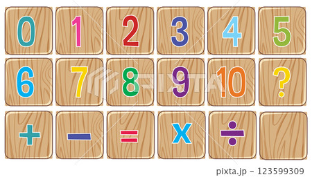 Colorful Wooden Math Tiles for Learning 123599309
