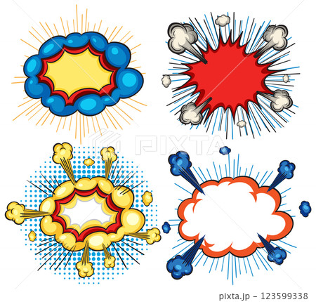 Colorful Comic Explosion Speech Bubbles Set 123599338
