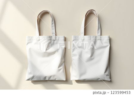 Minimalistic tote bag mockup pair for branding and design presentation. AI generation Minimalistic tote bag mockup pair for branding and design presentation. AI generation 123599453