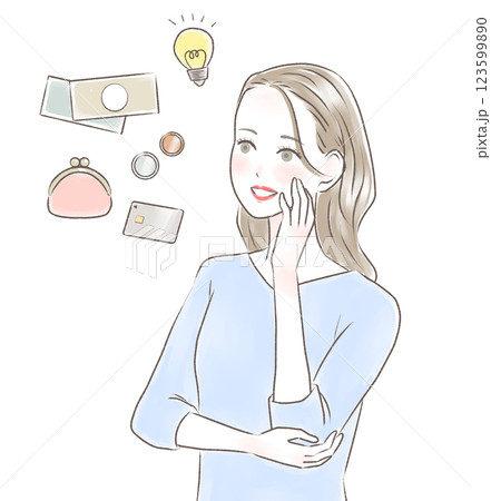 頬杖をついて家計管理について納得した女性 123599890