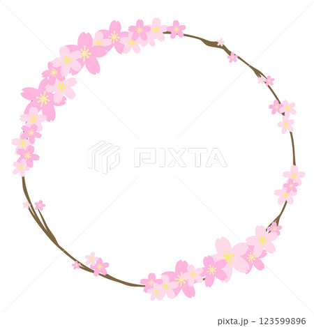 桜と枝の丸いフレーム 桜と枝の丸いフレーム 123599896