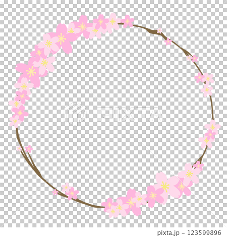Round frame of cherry blossoms and branches Round frame of cherry blossoms and branches 123599896