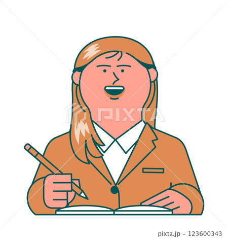 仕事をする笑顔の女性イラスト 仕事をする笑顔の女性イラスト 123600343