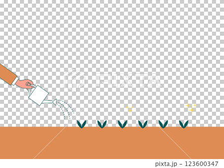 植物に水やりをするイラスト 123600347