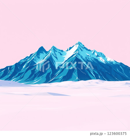 Sharp blue mountain peaks on pink background. AI generation Sharp blue mountain peaks on pink background. AI generation 123600375