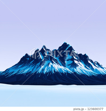 Symmetrical blue mountains with snowy caps. AI generation Symmetrical blue mountains with snowy caps. AI generation 123600377