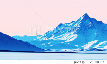 Vast snow-covered mountain under pastel sky. AI generation Vast snow-covered mountain under pastel sky. AI generation 123600394
