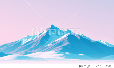 Dark mountain ridges with snowy summits. AI generation 123600396