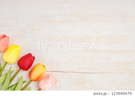 木目調のボタニカルフレーム｜チューリップ 123600479