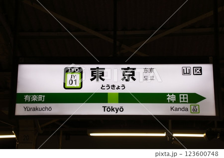 ［JY01］東京駅（山手線内回り：駅名標） 123600748