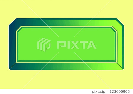 Green plaque with place for text on yellow surface wall 123600906