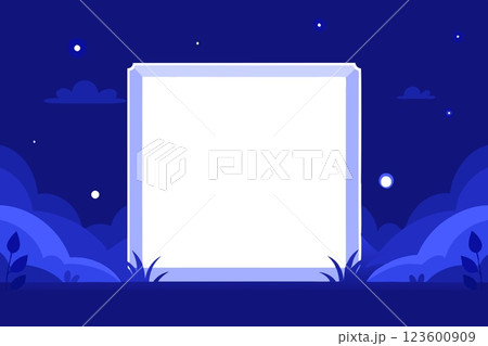 Night.White frame with place for text in dark blue outer space 123600909