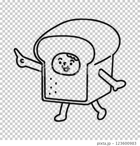 A person wearing a bread costume, pointing, line drawing A person wearing a bread costume, pointing, line drawing 123600983