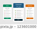 Web Comparision Boxes Plans Product Pricing Card Service Package 123601000
