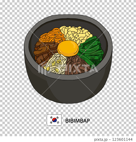 韓國料理_石烤拌飯線描圖 韓國料理_石烤拌飯線描圖 123601144