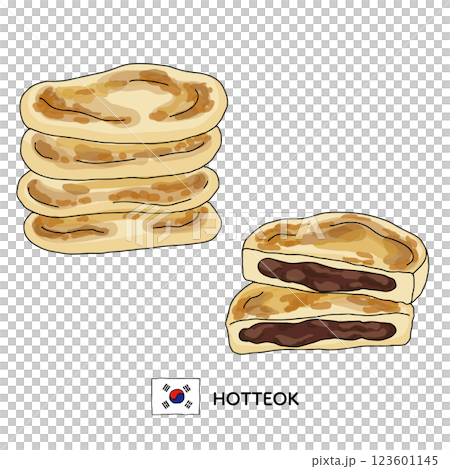 韓國料理_Hotteok 線描插圖 韓國料理_Hotteok 線描插圖 123601145