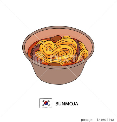 韓国料理_ブンモジャの線画イラスト 韓国料理_ブンモジャの線画イラスト 123601148