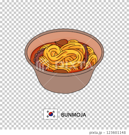 韓国料理_ブンモジャの線画イラスト 韓国料理_ブンモジャの線画イラスト 123601148