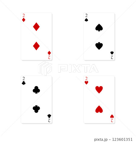 Number 2 card suit. Playing Card Suits on white background 123601351