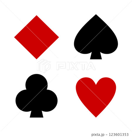 Set of playing card symbols on white background 123601353