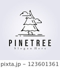 line art evergreen pine tree logo template graphic design 123601361