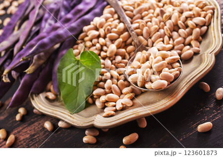 dried beans texture. Food background. Close up. Bean background and textured. Background of bean. 123601873