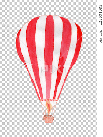 Striped hot air balloon watercolor illustration 123601983