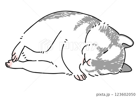 眠っているハムスターの手描きイラスト 123602050