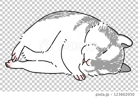 眠っているハムスターの手描きイラスト 123602050